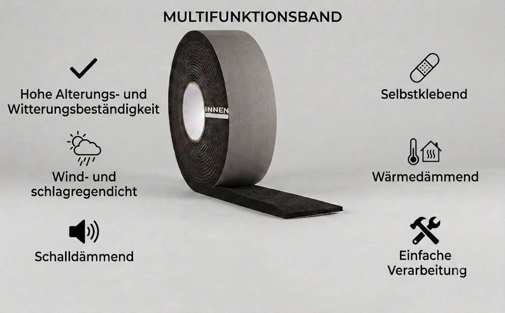 Multifunktionsdichtband 66/10-20 mm, schwarz, 4,5m 